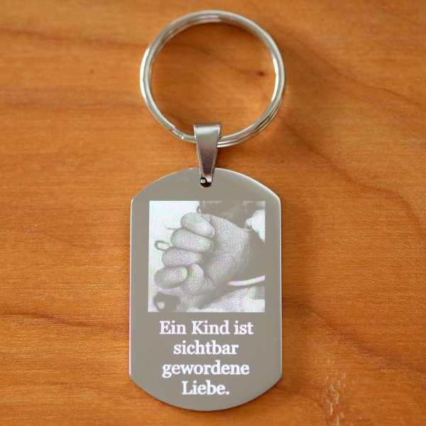 Edelstahl-Schlüsselanhänger DogTag Fotogravur