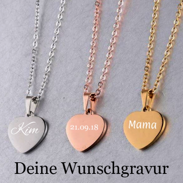 Heart chain with engraving