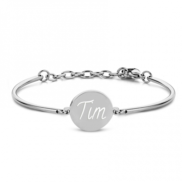 Armband mit Gravur 003 silber Lovebird rund